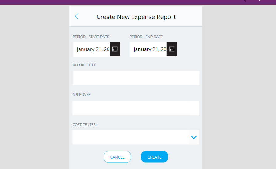 Create new expense report