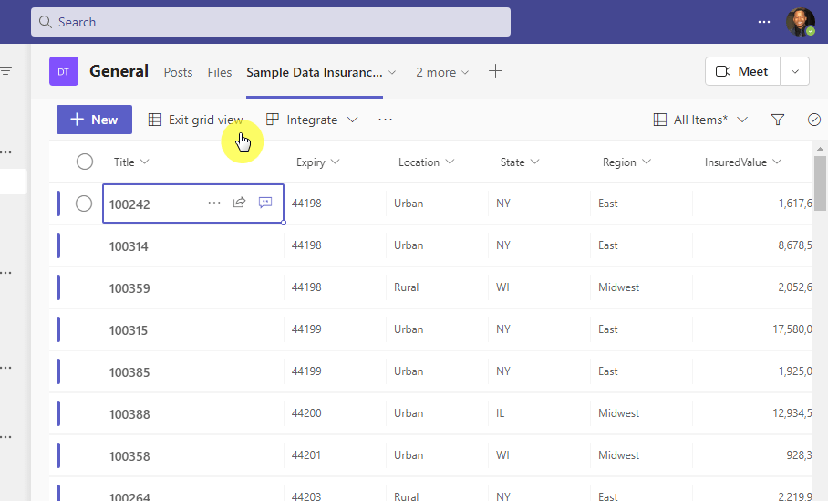 Exit grid view button