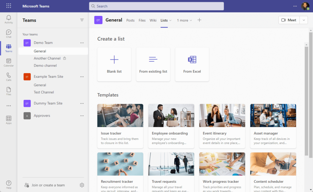 Create a new list options