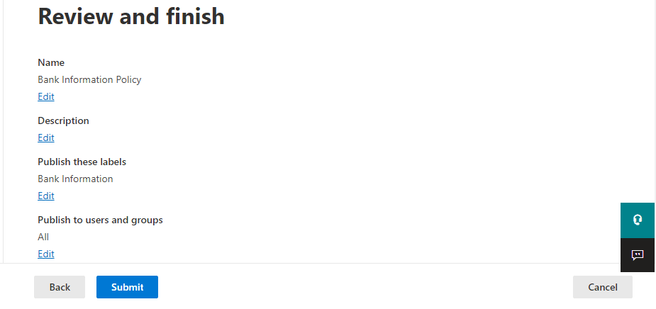Review and finish the policy
