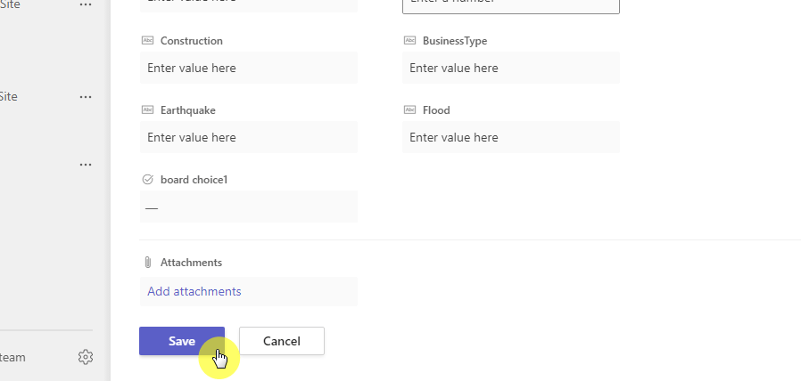 Save new entry in the tab