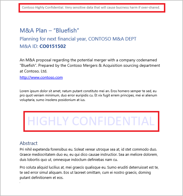 How a labeled document appears with a watermark and a header