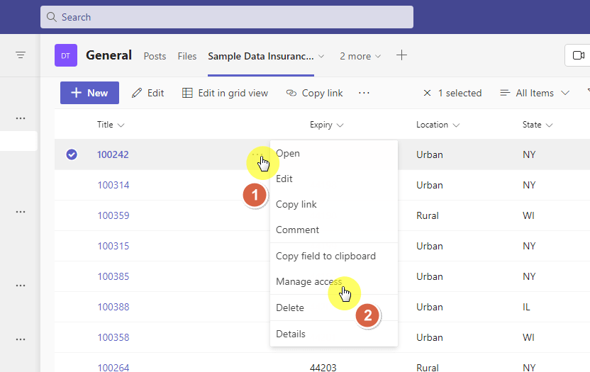 Manage list item access