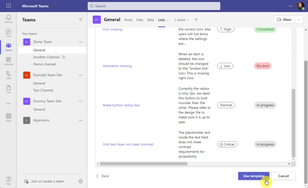 Use the issue tracker template