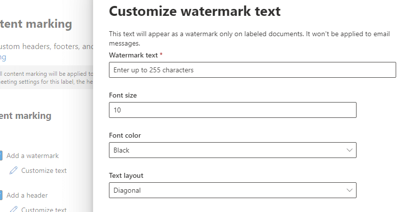 Customize watermark text on sensitivity labels