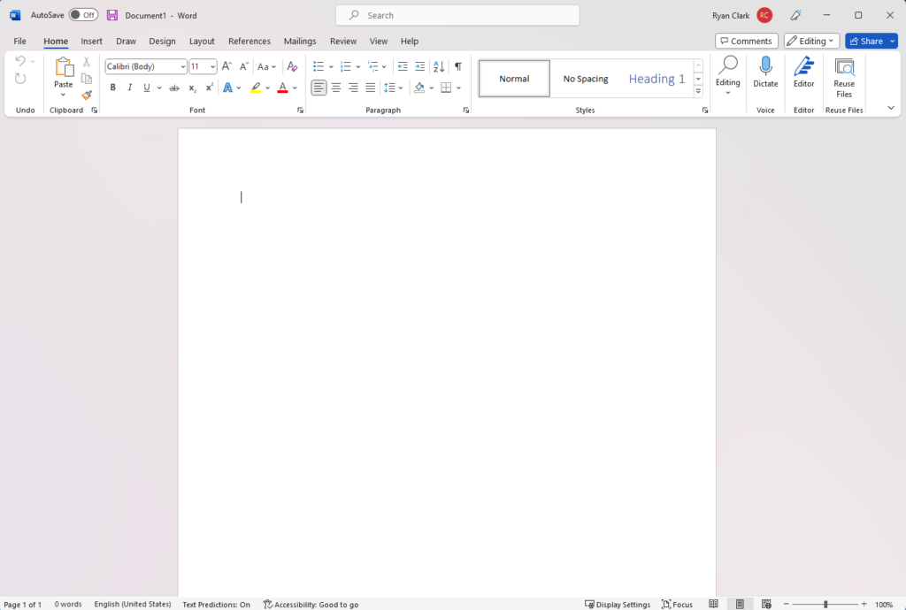 Interface of Word