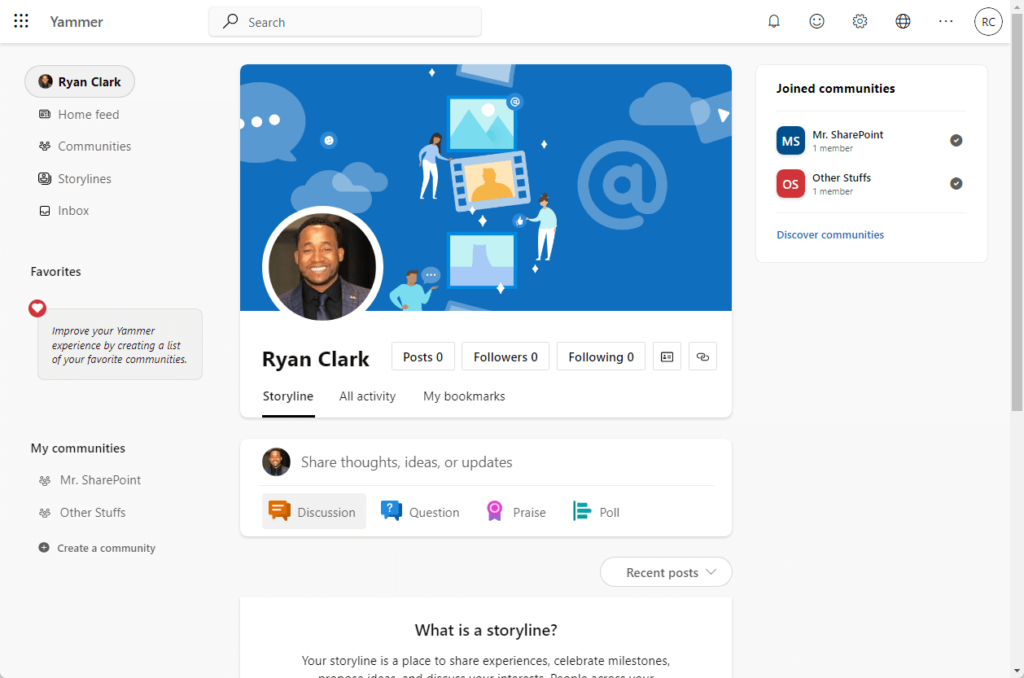 Interface of Yammer