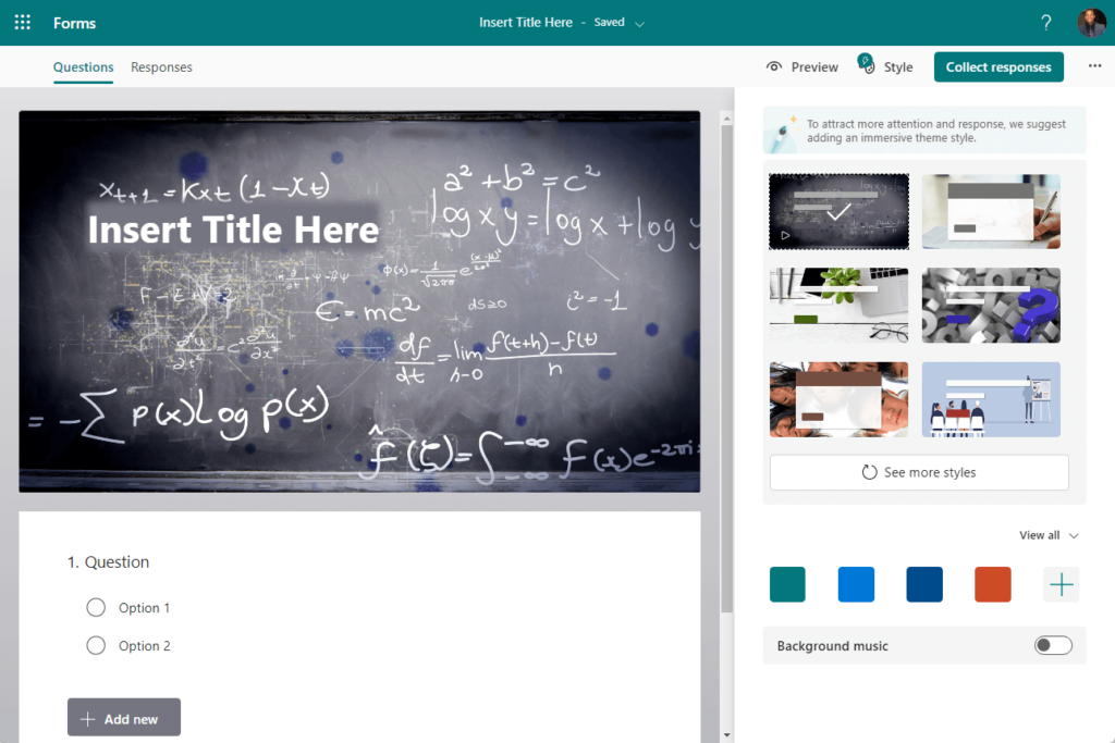 Animated mathematical form theme