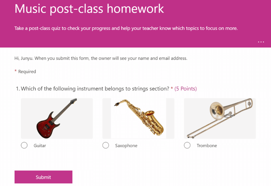 Using images as answers to choice questions
