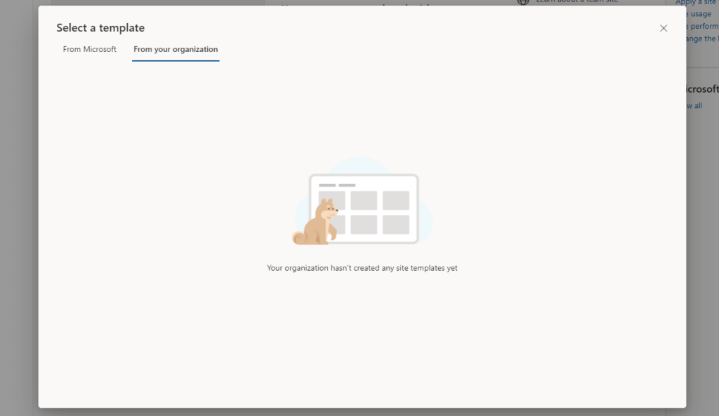 Select a template from your organization