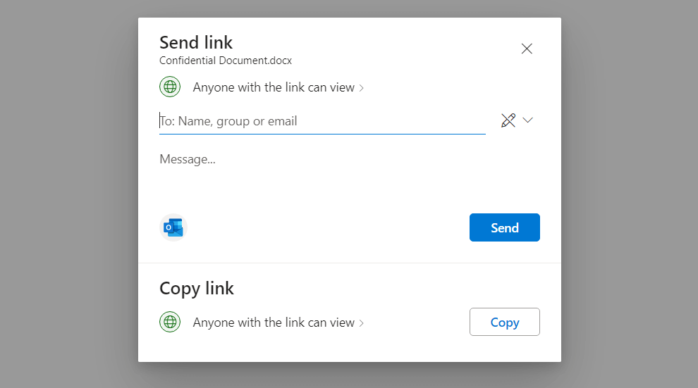 Send link to external users