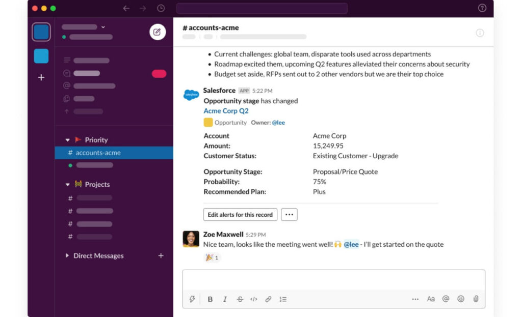 Slack integration with Salesforce