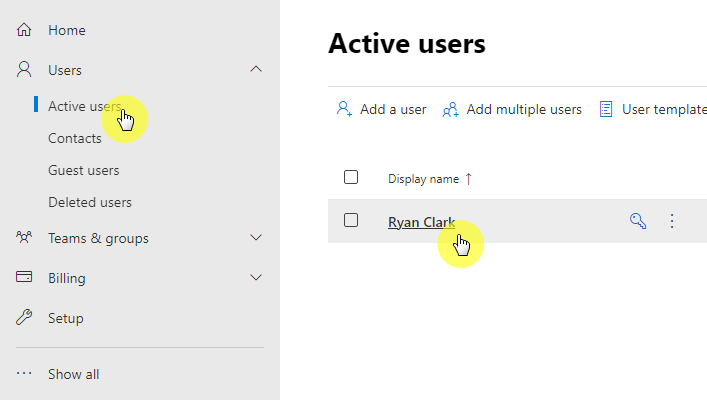 Select the user to check