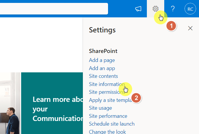 SharePoint site information