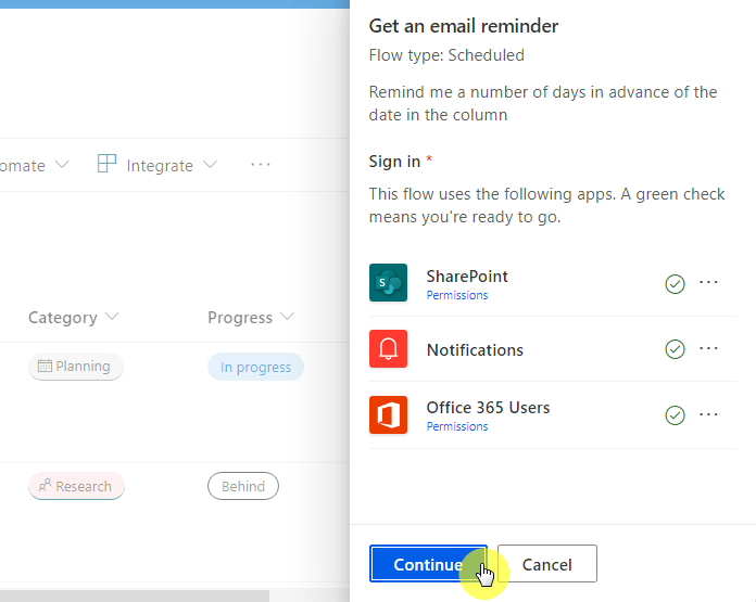 Get an email reminder