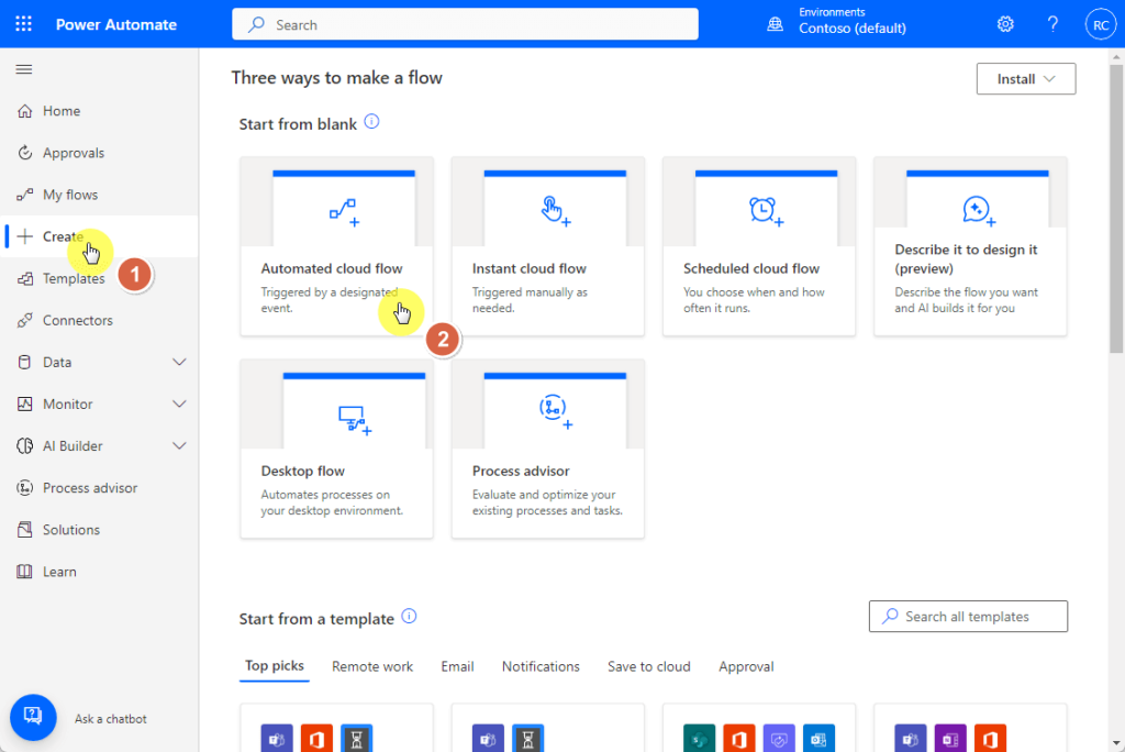 Create automated cloud flow