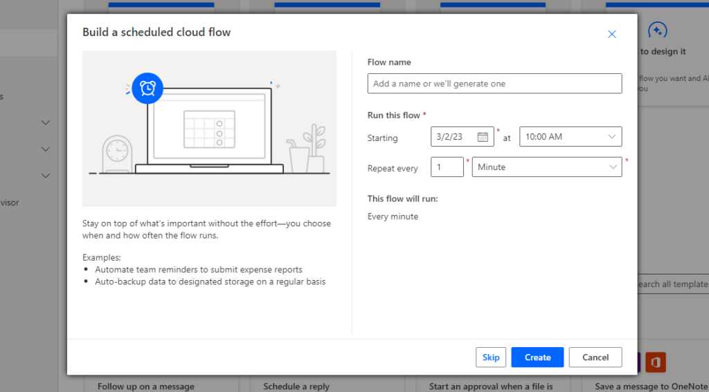 Build a scheduled cloud flow