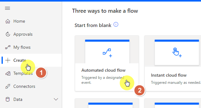 Create an automated cloud flow