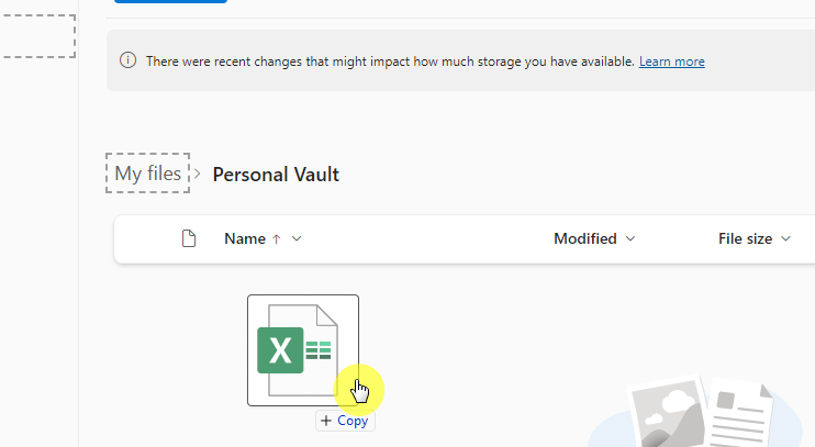 Drag your files/folders to the vault