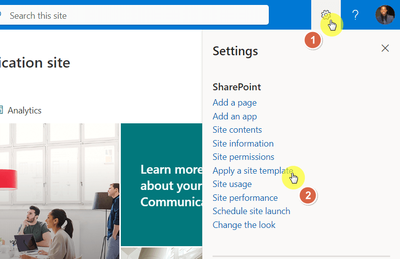 Apply a site template