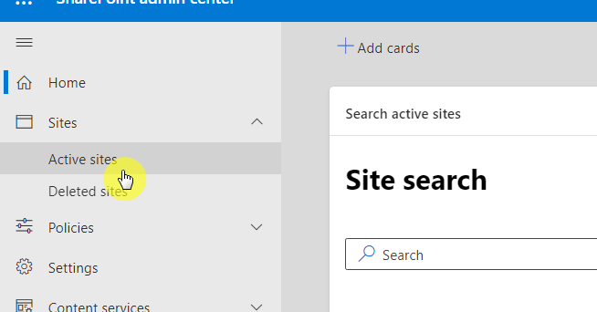 SharePoint admin center active sites