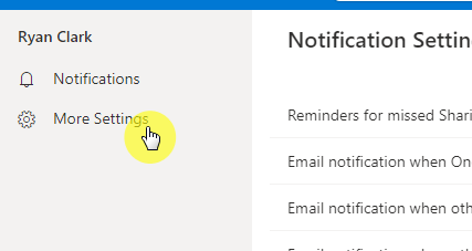 Go to the more settings tab