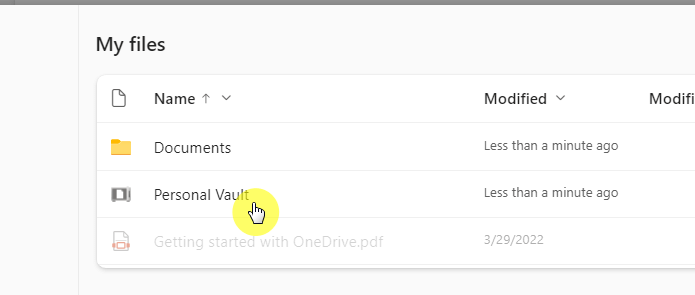 Select the vault to move the file