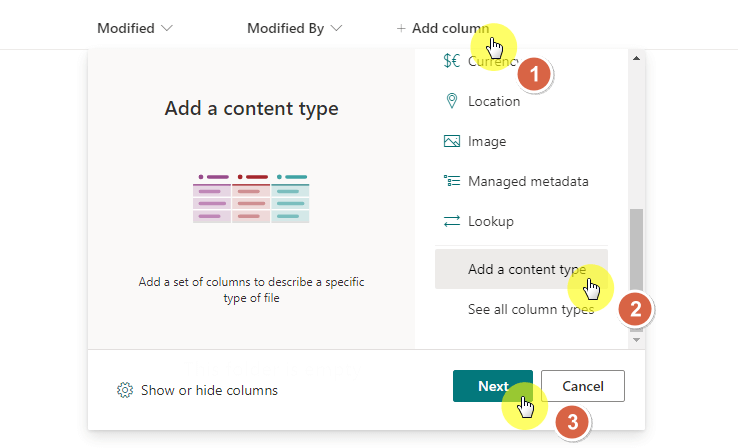 Add a content type in library