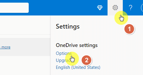 Settings icon then options