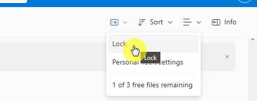 Lock the OneDrive personal vault