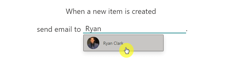 When a new item is created, send the email to Ryan