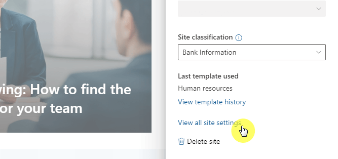 View all site settings