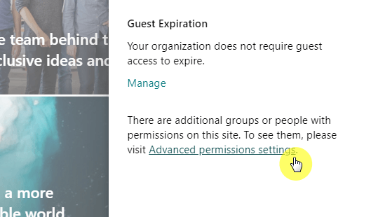 Go to the advanced permissions settings