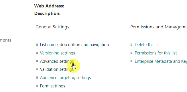 General settings - Advanced settings