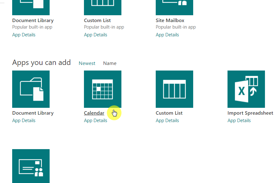Apps you can add - Calendar