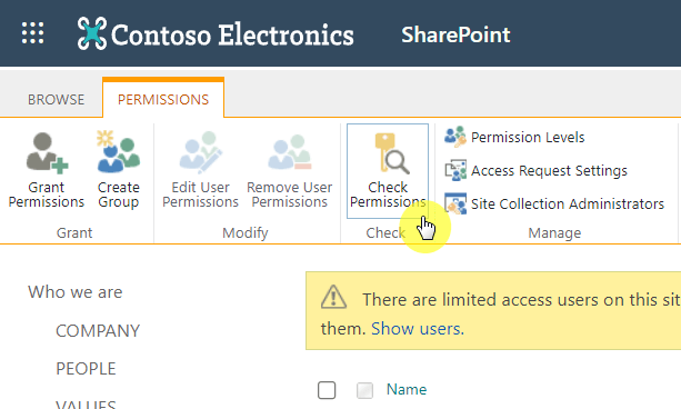 Toggle check permissions