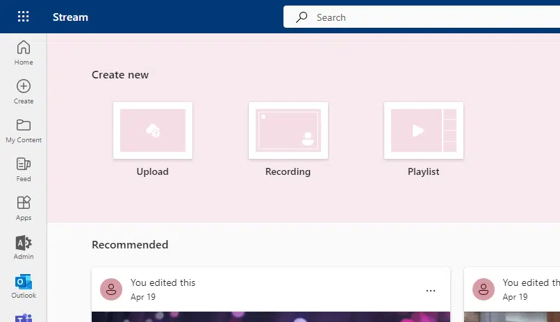 Create new upload, recording, and playlist on Stream