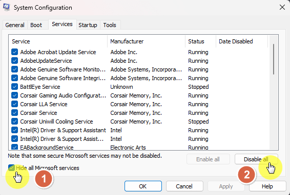 Hide all Microsoft services