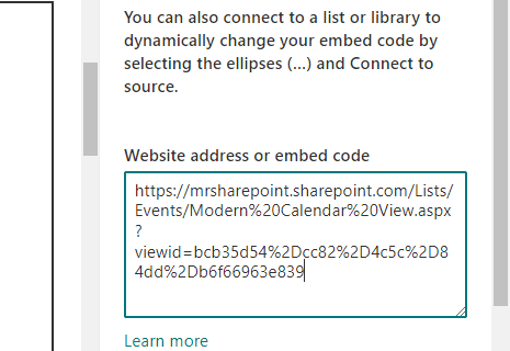 Website address or embed code