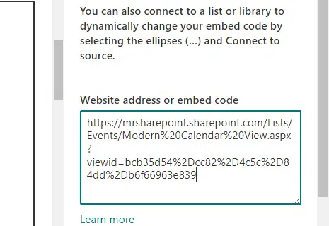 Website address or embed code