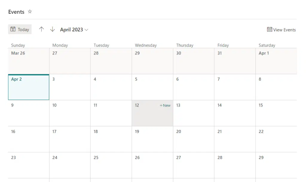 Preview of a converted modern calendar