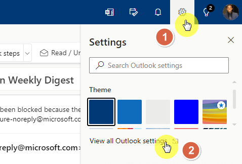View all Outlook settings
