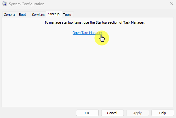 Use the startup section of task manager
