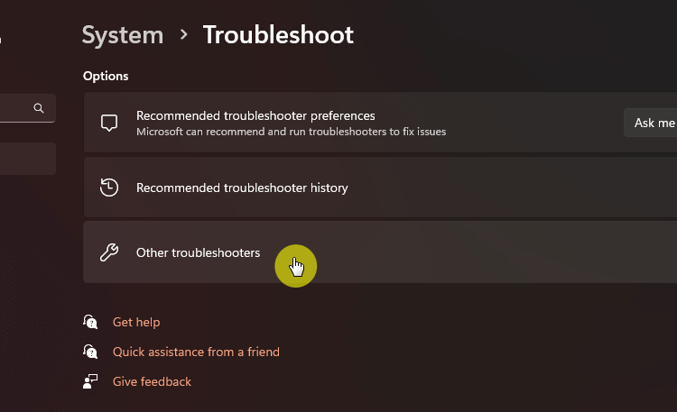 Troubleshoot - Other troubleshooters