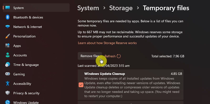 Remove temporary files