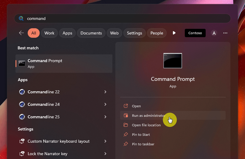 Run command prompt as an admin