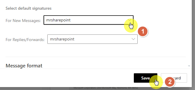 Select default signatures