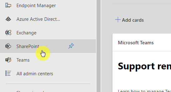 Expand options and select SharePoint