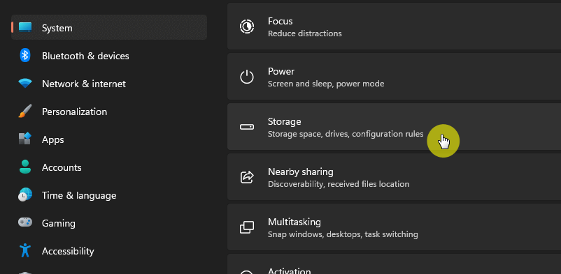 Storage space, drives, configuration rules