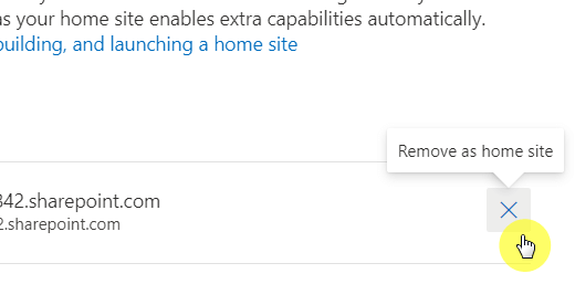 Remove current SharePoint home site